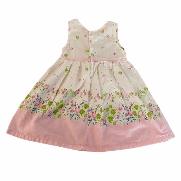 Vintage Floral Cotton Dress pink Green White  2T - Picture 6 of 6